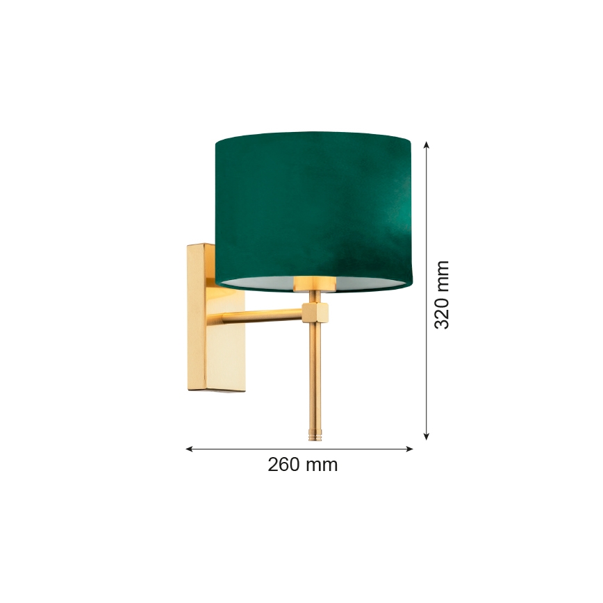 Argon 8107 - Candeeiro de parede ABBANO 1xE27/15W/230V latão/verde