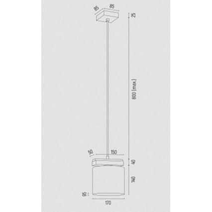 Argon 8276 - Candelabro suspenso CANOA 1xE27/15W/230V preto