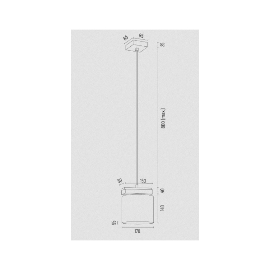 Argon 8276 - Candelabro suspenso CANOA 1xE27/15W/230V preto