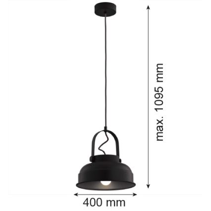 Argon 8285 - Candelabro suspenso DAKOTA 1xE27/15W/230V preto
