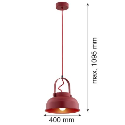 Argon 8286 - Candelabro suspenso DAKOTA 1xE27/15W/230V vermelho