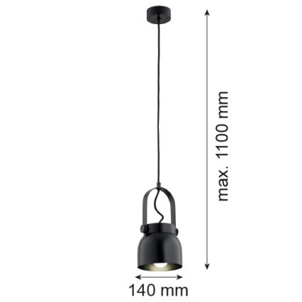 Argon 8291 - Candelabro suspenso LOGAN 1xE27/15W/230V diâmetro 14 cm preto