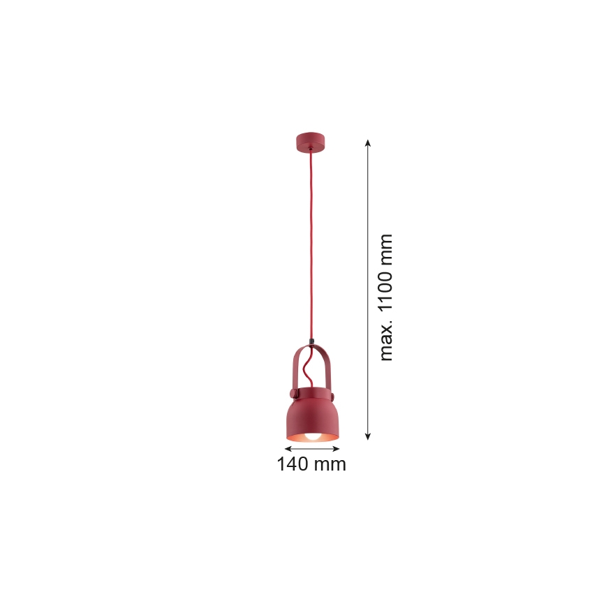Argon 8292 - Candelabro suspenso LOGAN 1xE27/15W/230V diâmetro 14 cm vermelho