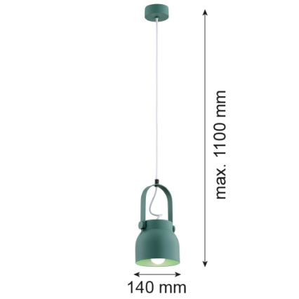 Argon 8293 - Candelabro suspenso LOGAN 1xE27/15W/230V diâmetro 14 cm verde