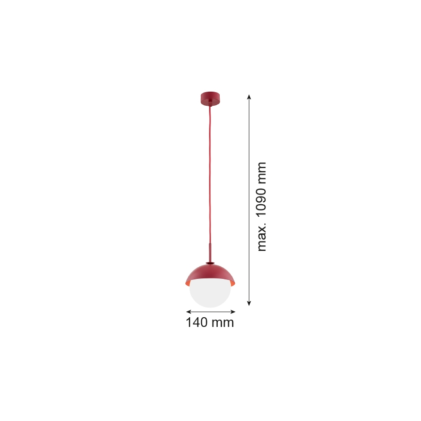 Argon 8296 - Candelabro suspenso CAPPELLO 1xE27/15W/230V vermelho