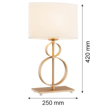 Argon 8310 - Lâmpada de mesa PERSEO 1xE27/15W/230V 42 cm creme/dourado