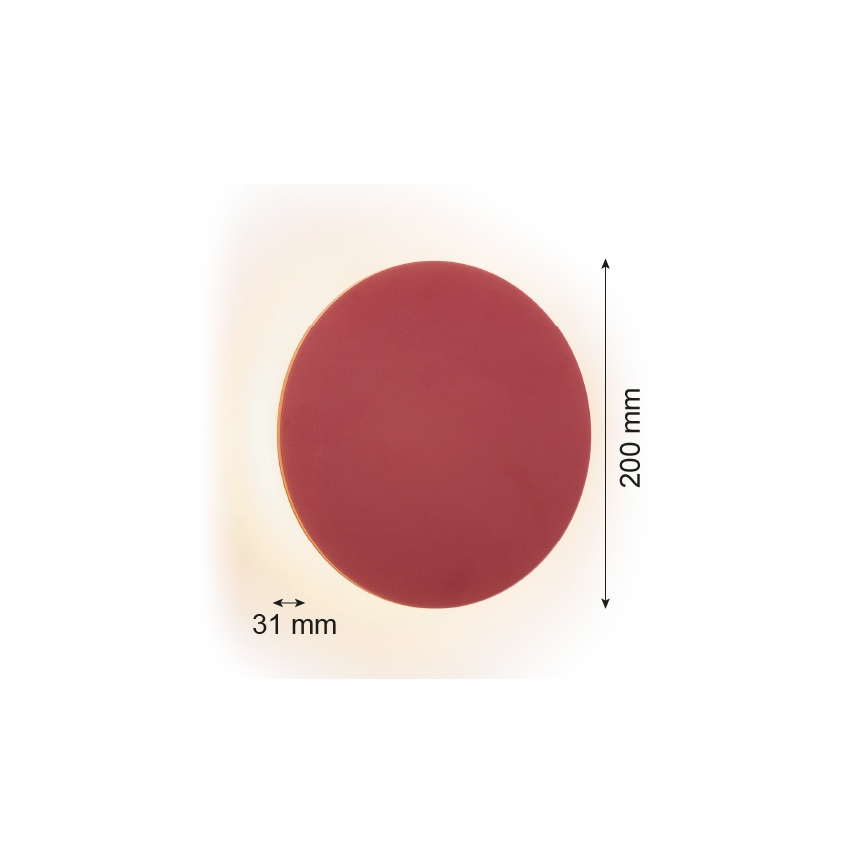 Argon 8321 - Iluminação de parede LED OREGON PLUS LED/4,5W/230V 3000K 20 cm vermelho