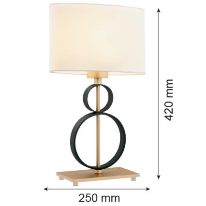 Argon 8373 - Candeeiro de mesa PERSEO 1xE27/15W/230V 42 cm creme/preto