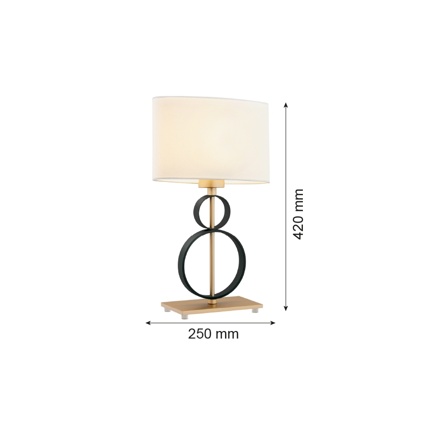 Argon 8373 - Candeeiro de mesa PERSEO 1xE27/15W/230V 42 cm creme/preto