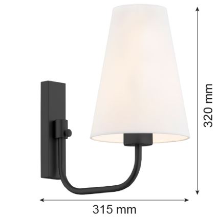 Argon 8376 - Candeeiro de parede SAFIANO 1xE27/15W/230V preto