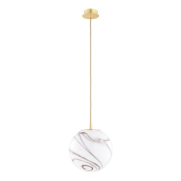 Argon 8447 - Candelabro suspenso ALMIROS 1xE27/15W/230V diâmetro 25 cm alabastro dourada