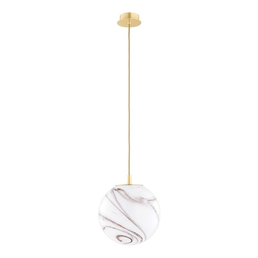 Argon 8447 - Candelabro suspenso ALMIROS 1xE27/15W/230V diâmetro 25 cm alabastro dourada