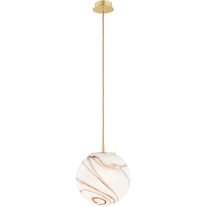Argon 8447 - Candelabro suspenso ALMIROS 1xE27/15W/230V diâmetro 25 cm alabastro dourada