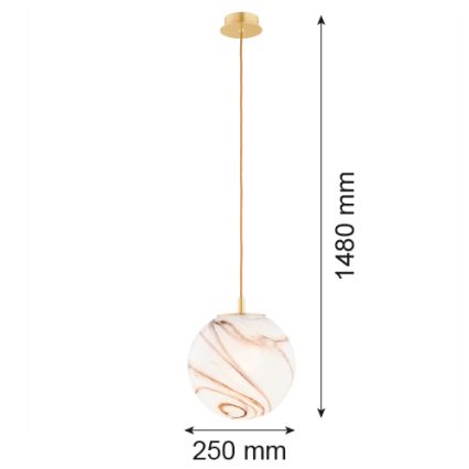 Argon 8447 - Candelabro suspenso ALMIROS 1xE27/15W/230V diâmetro 25 cm alabastro dourada