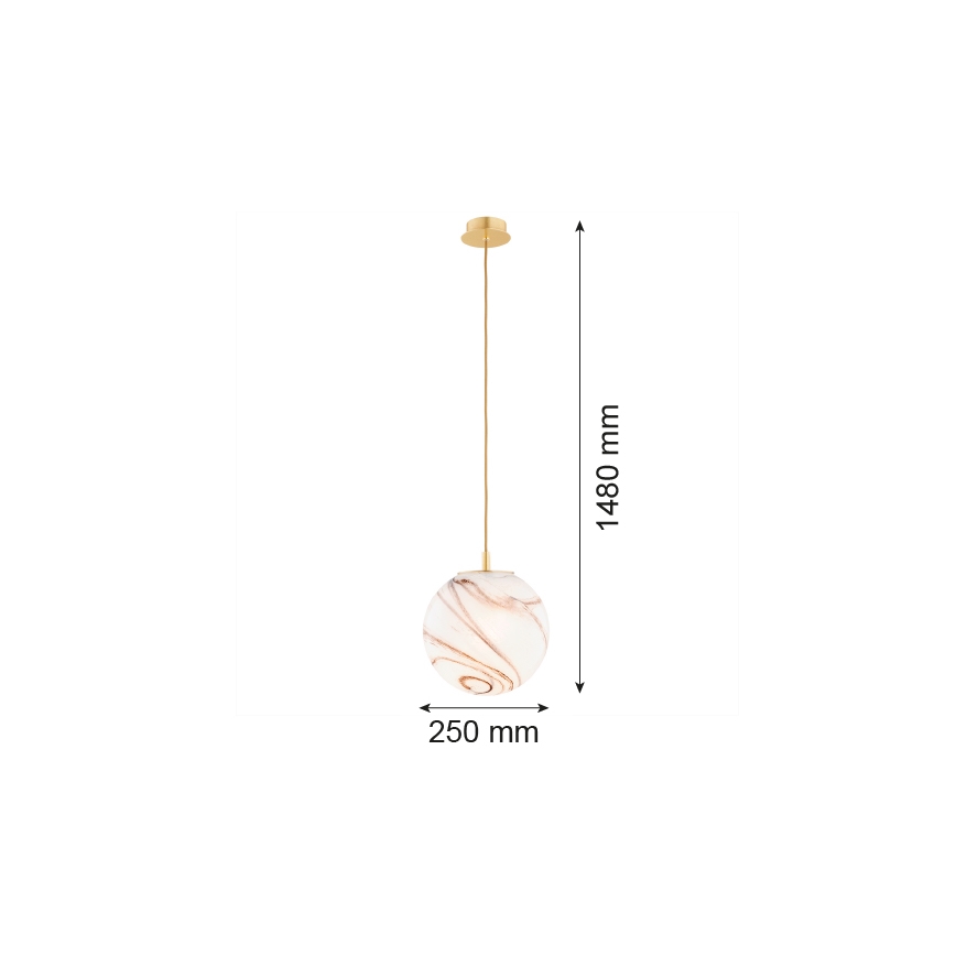 Argon 8447 - Candelabro suspenso ALMIROS 1xE27/15W/230V diâmetro 25 cm alabastro dourada