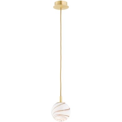 Argon 8450 - Candelabro suspenso ALMIROS 1xE14/7W/230V diâmetro 12 cm alabastro dourada