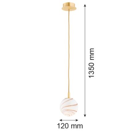 Argon 8450 - Candelabro suspenso ALMIROS 1xE14/7W/230V diâmetro 12 cm alabastro dourada