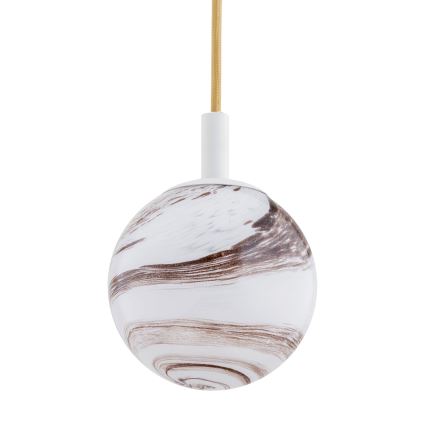 Argon 8451 - Candelabro suspenso ALMIROS 1xE14/7W/230V diâmetro 12 cm alabastro branco/dourada