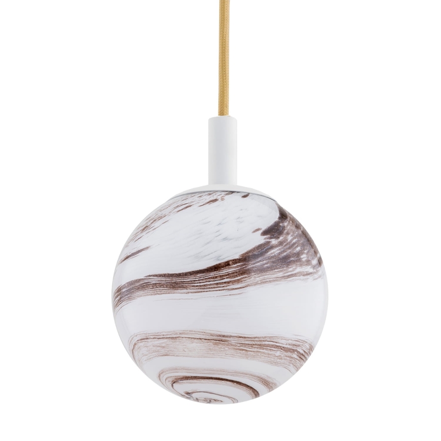Argon 8451 - Candelabro suspenso ALMIROS 1xE14/7W/230V diâmetro 12 cm alabastro branco/dourada