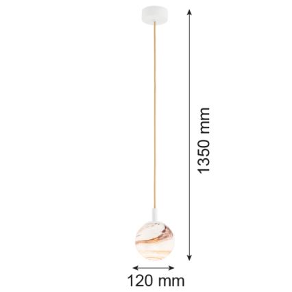 Argon 8451 - Candelabro suspenso ALMIROS 1xE14/7W/230V diâmetro 12 cm alabastro branco/dourada