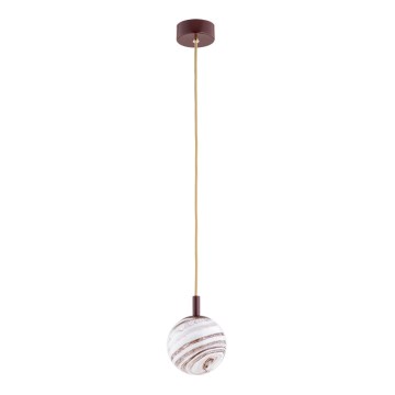 Argon 8452 - Candelabro suspenso ALMIROS 1xE14/7W/230V diâmetro 12 cm alabastro castanho/dourada