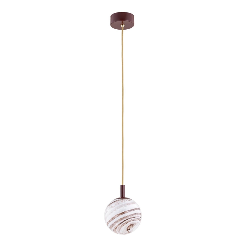 Argon 8452 - Candelabro suspenso ALMIROS 1xE14/7W/230V diâmetro 12 cm alabastro castanho/dourada