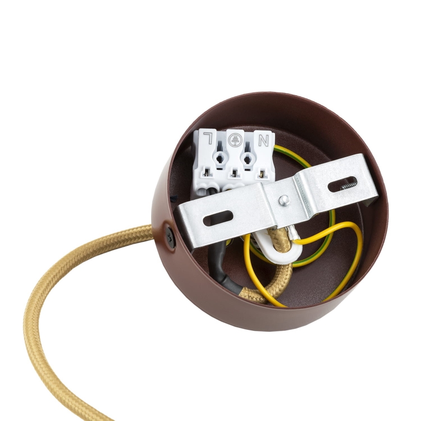 Argon 8452 - Candelabro suspenso ALMIROS 1xE14/7W/230V diâmetro 12 cm alabastro castanho/dourada