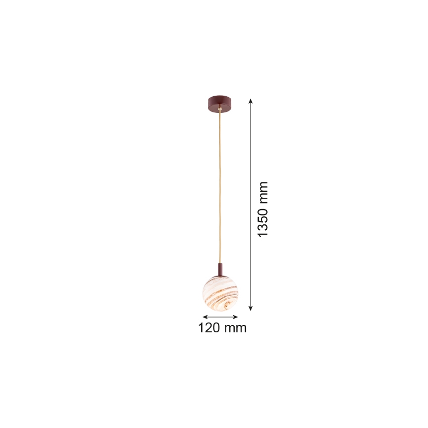 Argon 8452 - Candelabro suspenso ALMIROS 1xE14/7W/230V diâmetro 12 cm alabastro castanho/dourada