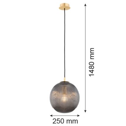 Argon 8513 - Candeeiro suspenso PALOMA 1xE27/15W/230V diâmetro 25 cm dourado/preto