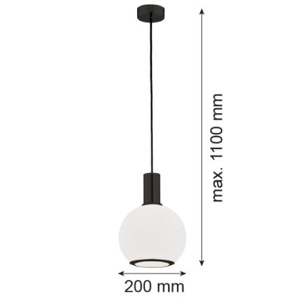 Argon 8564 - Candeeiro suspenso SAGUNTO PLUS 1xE27/15W/230V diâmetro 20 cm preto