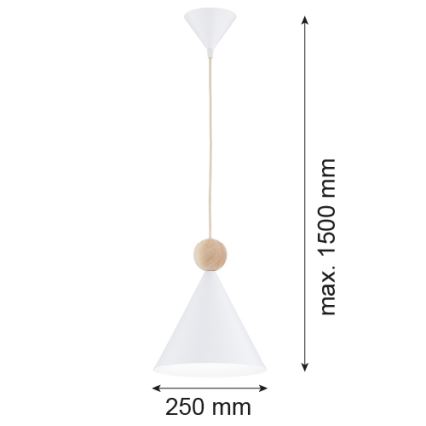 Argon 8629 - Candeeiro suspenso KEGEL 1xE27/15W/230V branco