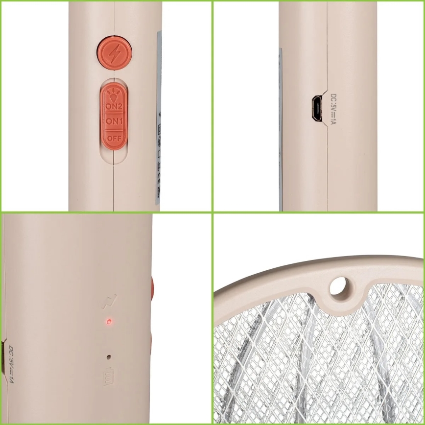 Armadilha elétrica para insetos LED 2em1 500 mAh/5V bege