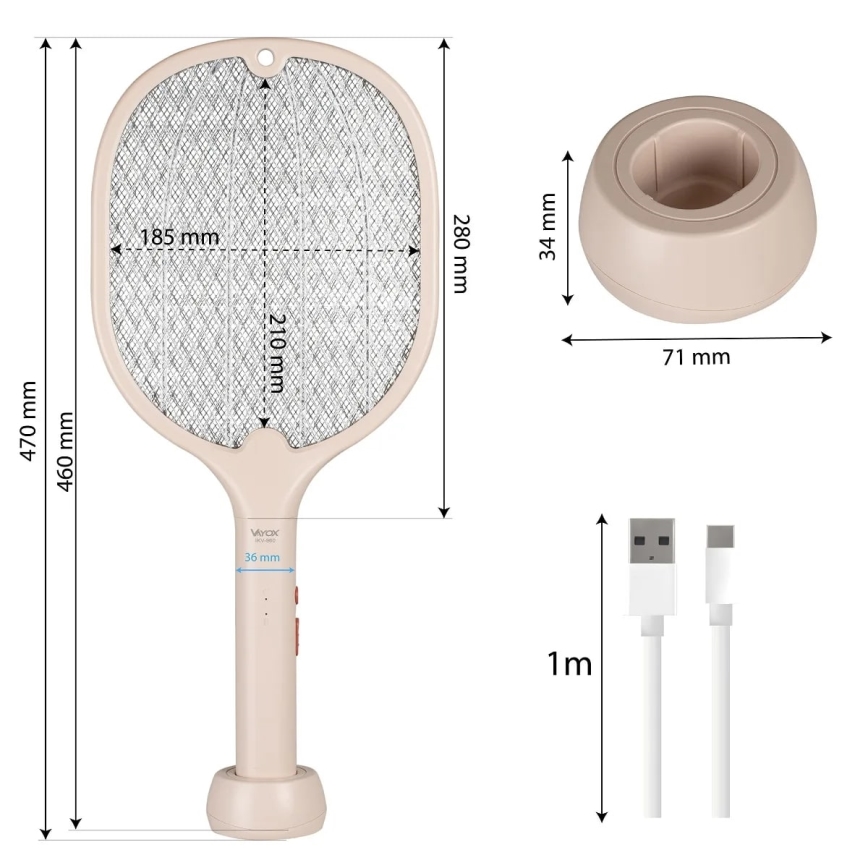 Armadilha elétrica para insetos LED 2em1 500 mAh/5V bege