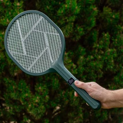 Armadilha elétrica para insetos LED 2em1 com visor LCD 1200 mAh/5V verde