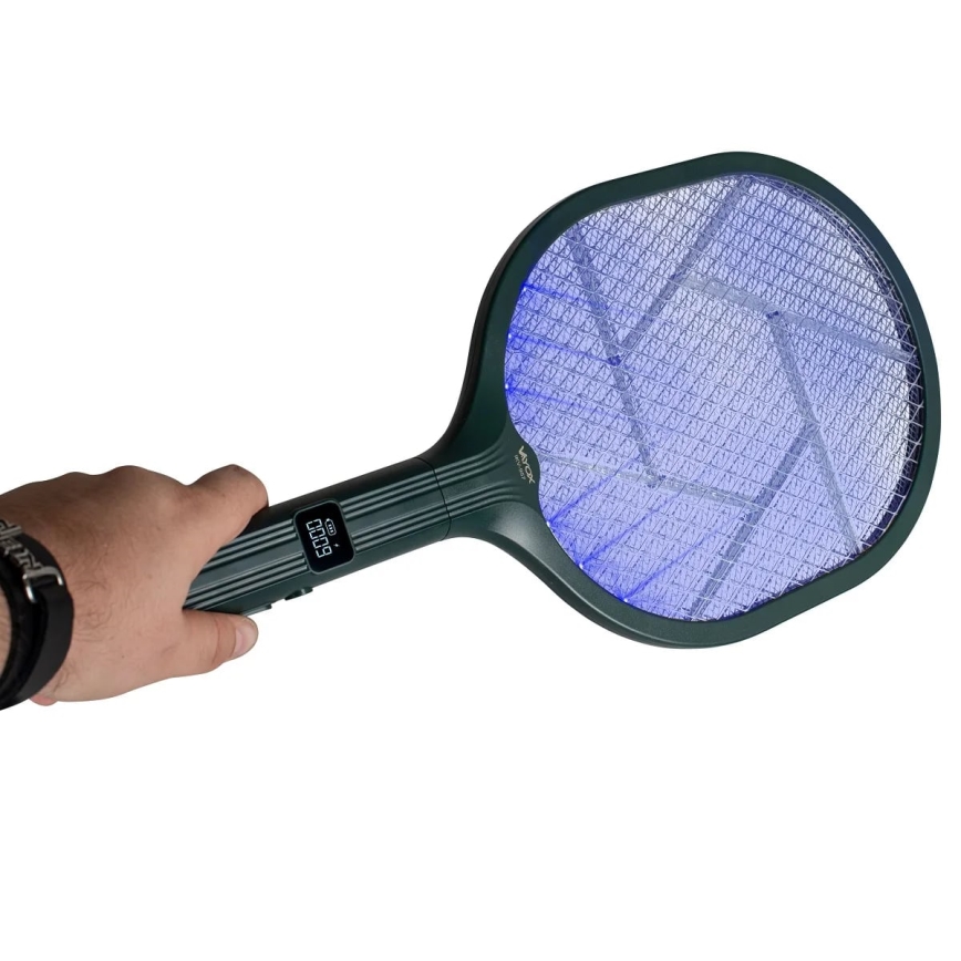 Armadilha elétrica para insetos LED 2em1 com visor LCD 1200 mAh/5V verde