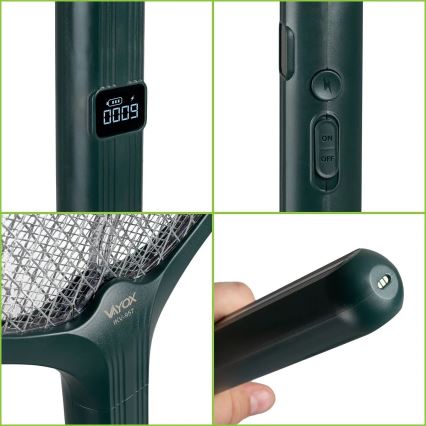 Armadilha elétrica para insetos LED 2em1 com visor LCD 1200 mAh/5V verde