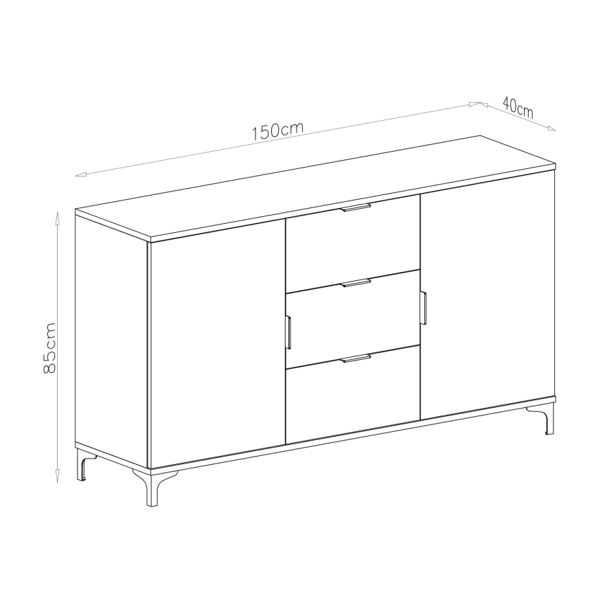 Armário com gavetas e porta pequena LORA branco