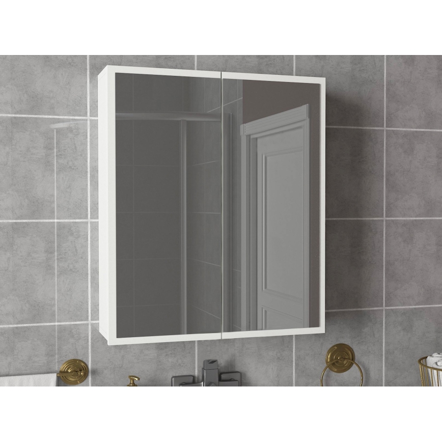 Armário de casa de banho com um espelho KAYLA 78x60 cm branco