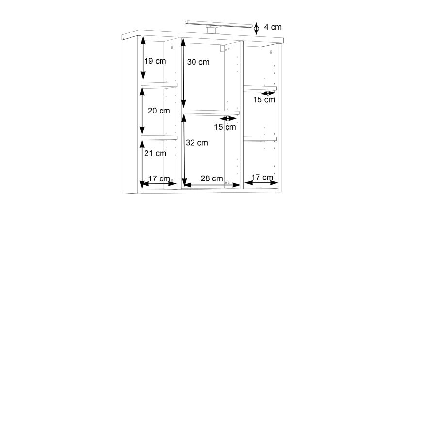 Armário de parede para casa de banho com espelho VENOM branco/carvalho sonoma