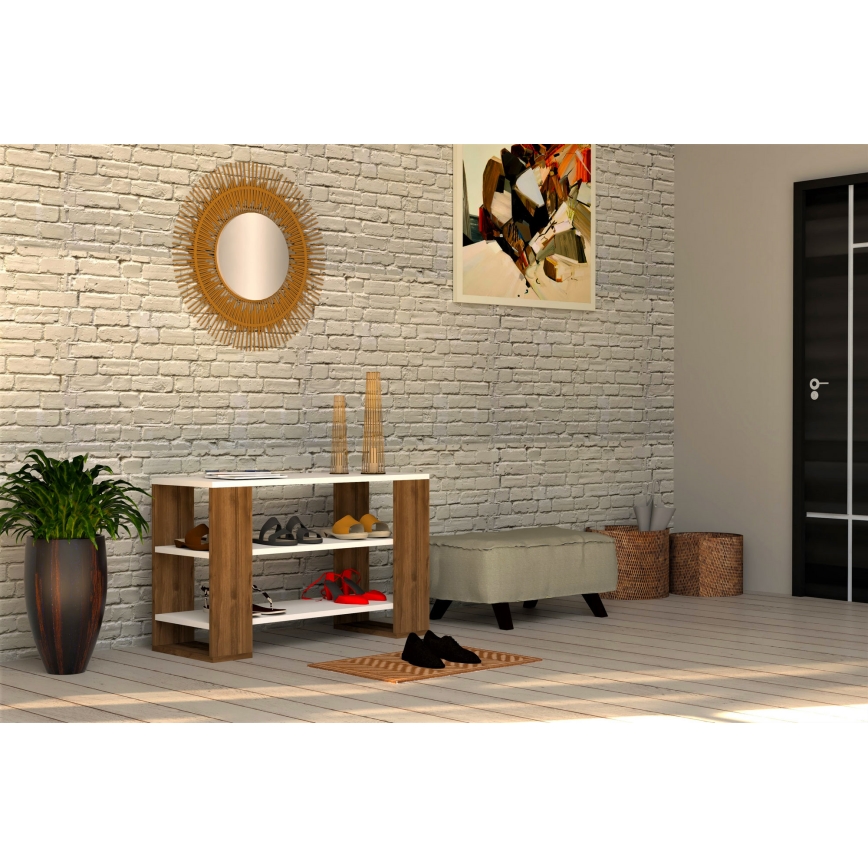 Armário de sapatos DORE 55x90 cm castanho/branco