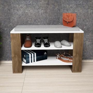 Armário de sapatos DORE 55x90 cm castanho/branco