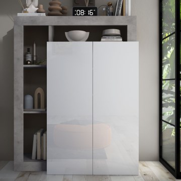 Armário LENOR branco/cinzento betão