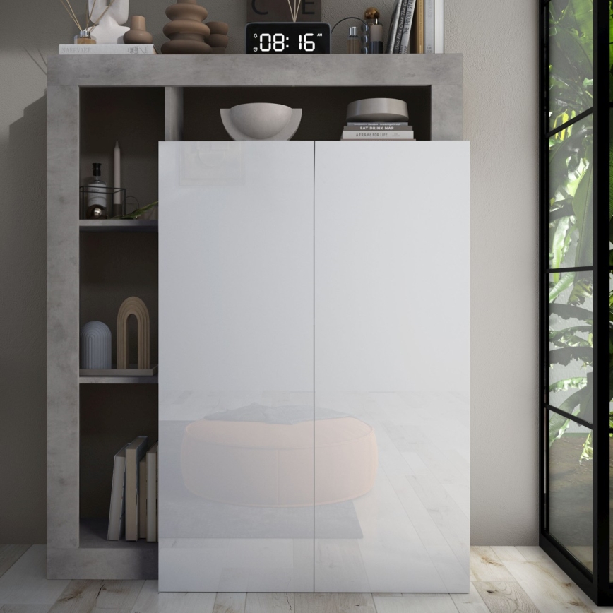 Armário LENOR branco/cinzento betão
