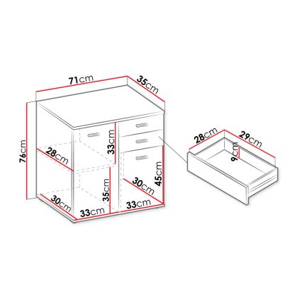 Armário MIKE 76x71 cm branco