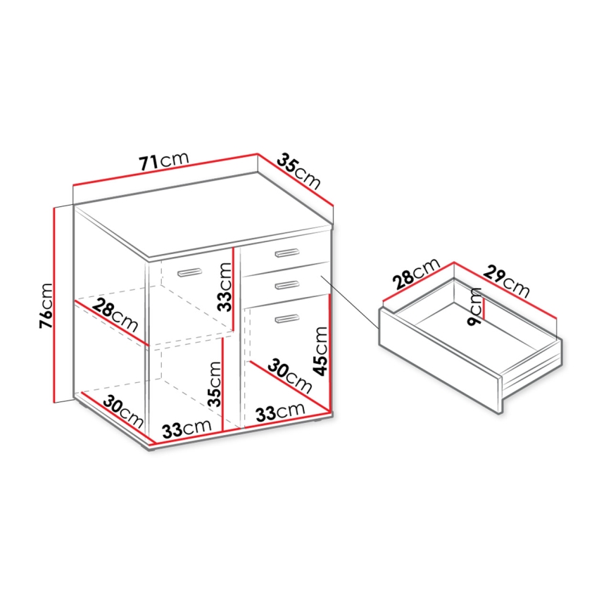 Armário MIKE 76x71 cm branco
