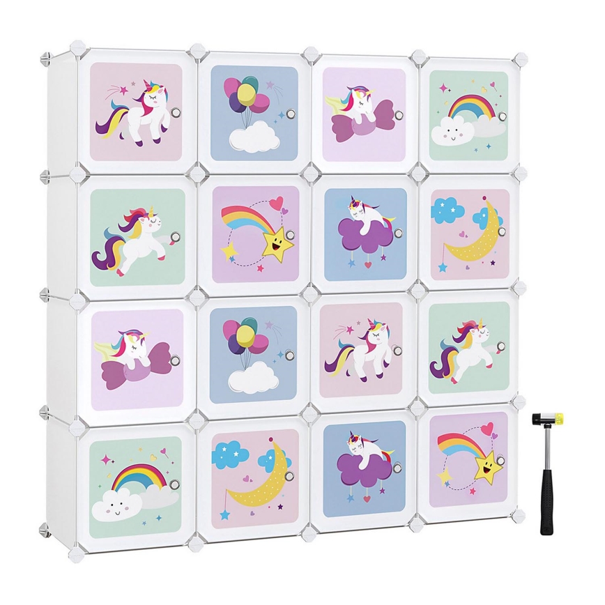 Armário modular infantil com caixas de arrumação ANET colorido