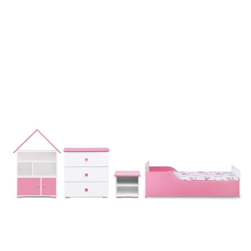 Armário PABIS 87x83 cm branco/rosa