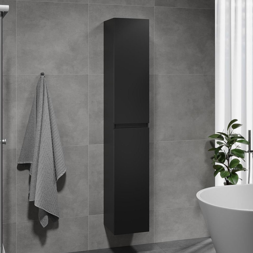 Armário para casa de banho OLIVER 186 cm mate preto