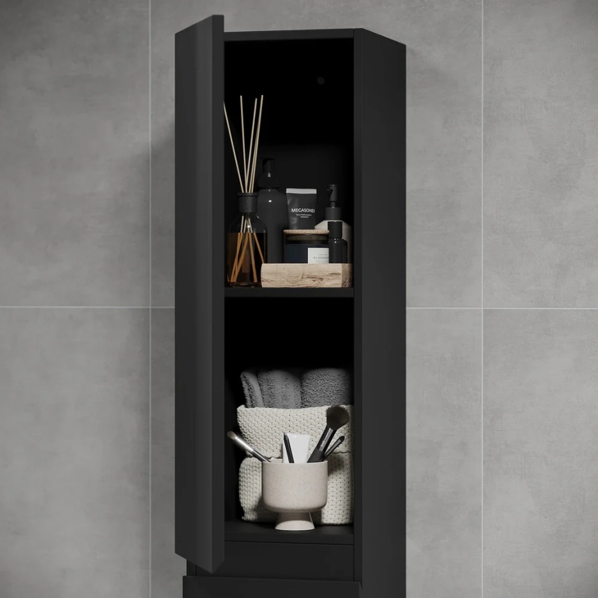 Armário para casa de banho OLIVER 186 cm mate preto