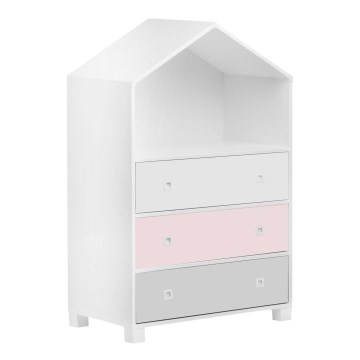 Armário para criança MIRUM 126x80 cm branco/cinzento/rosa